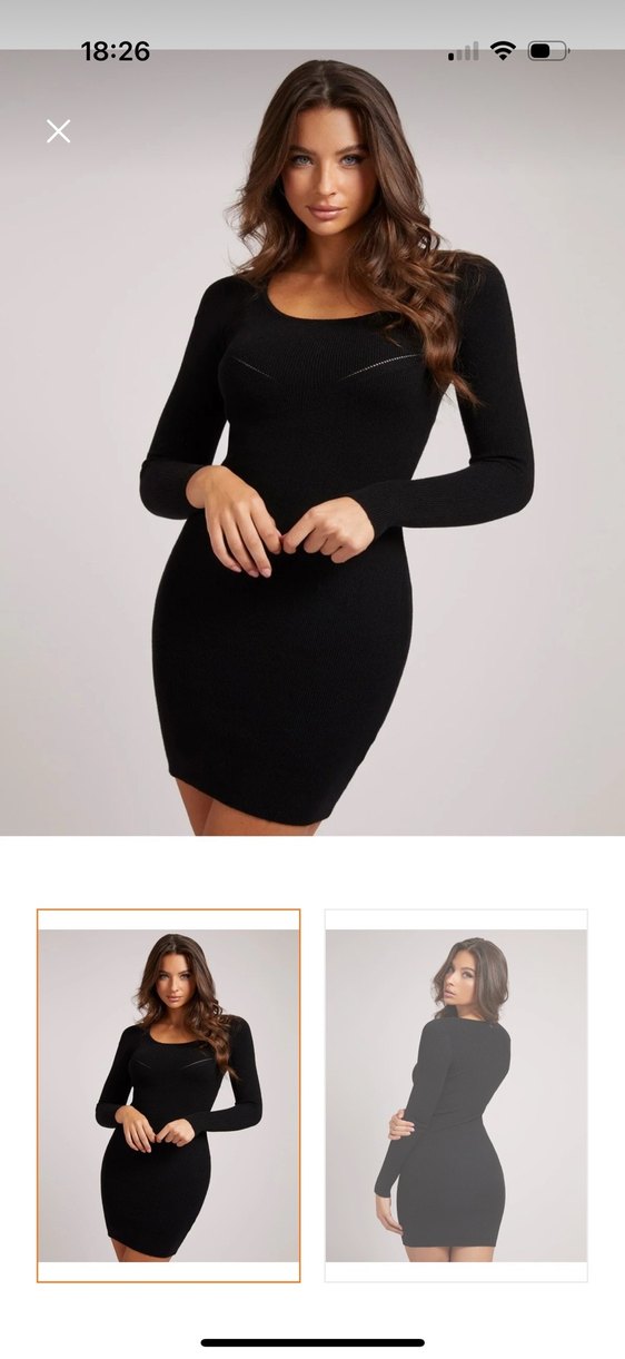 Guess Siyah Uzun Kollu Kalem Elbise - Görsel 2