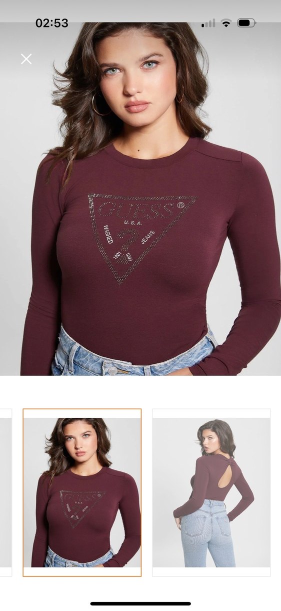 Guess Bordo Uzun Kollu Body - Görsel 3