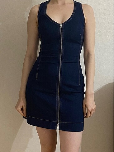 s Beden lacivert Renk Stradivarius denim elbise