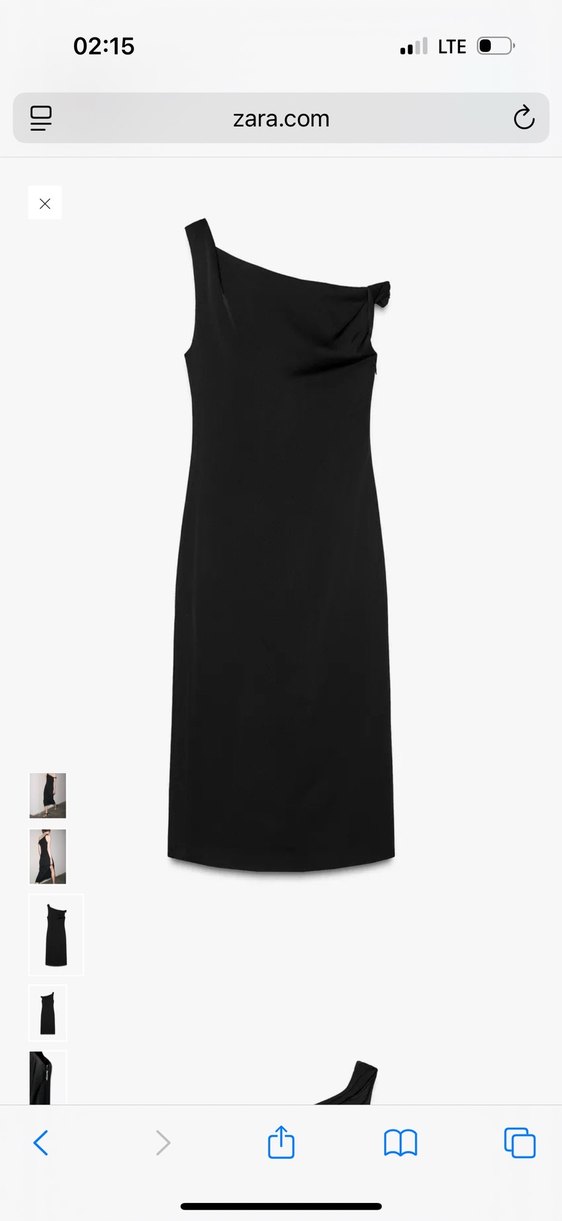 Zara Siyah Drapeli Tek Omuzlu Uzun Elbise - Görsel 3