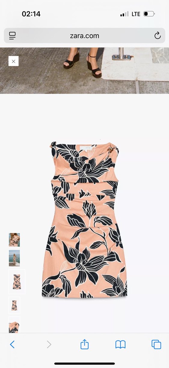 Zara Pembe Desenli Drapeli Mini Elbise - Görsel 2