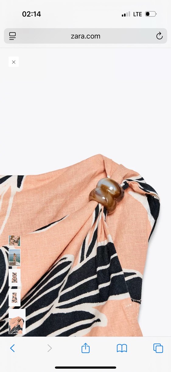 Zara Pembe Desenli Drapeli Mini Elbise - Görsel 3