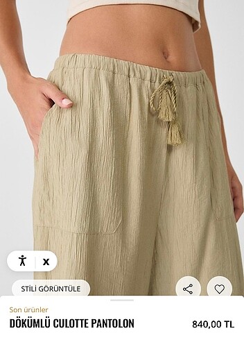 l Beden STRADİVARİUS DÖKÜMLÜ CULOTTE PANTOLON