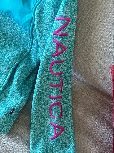 9 Yaş Beden Nautica 8/10 yaş kapşonlu fermuarlı sweatshirt camgöbeği yeşil
