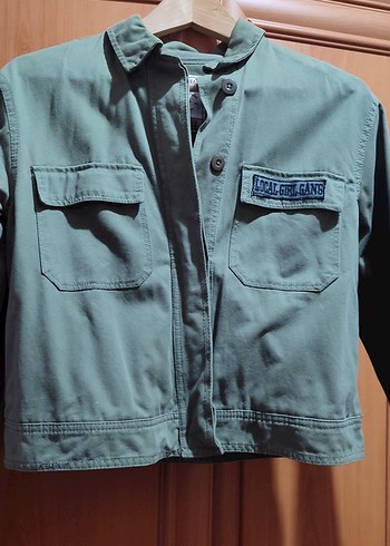 Düğmeli haki i Denim Kadın Ceket - Görsel 5