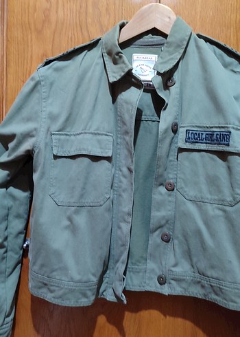 Düğmeli haki i Denim Kadın Ceket - Görsel 6