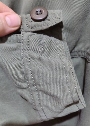 Düğmeli haki i Denim Kadın Ceket - Görsel 7