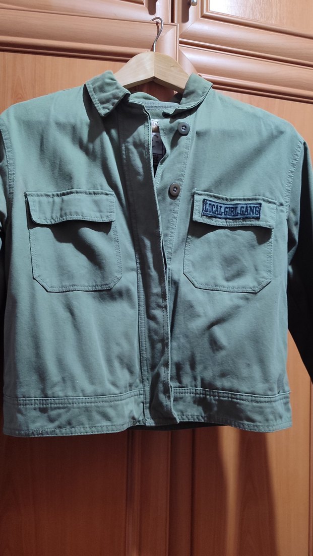 Düğmeli haki i Denim Kadın Ceket - Görsel 5