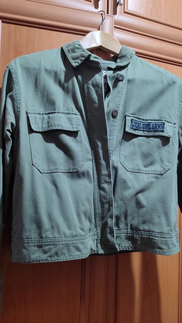 Düğmeli haki i Denim Kadın Ceket - Görsel 4