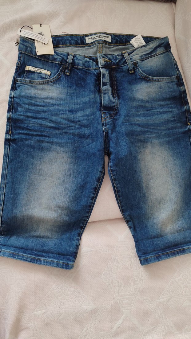 Erkek Mavi Bol Kesim Kısa Denim Şort - Görsel 3