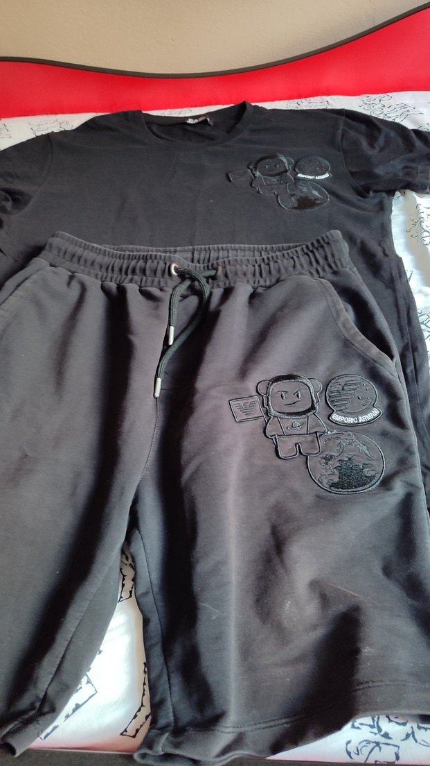 Siyah Erkek Çocuk Pamuklu Rahat ŞortTakımı - Görsel 3