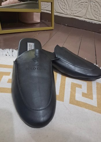 U.S Polo Assn. Polo Club Siyah Deri Slip On Terlik