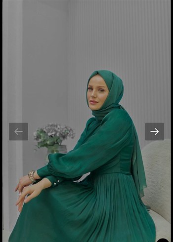 38 Beden yeşil Renk tesettür Abiye Elbise