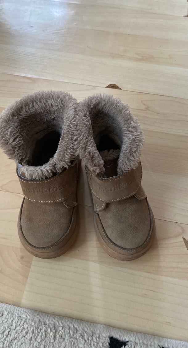 Çocuk Bej Süet Kürklü Bot - Görsel 3