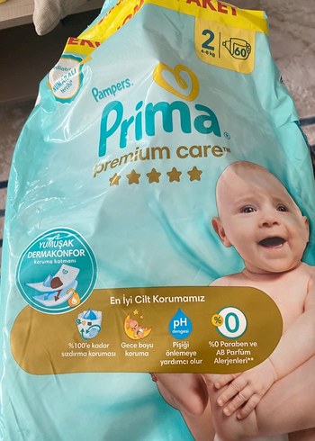 Prima Premium Care Bebek Bezi No:2, 4-8 kg, 42 Adet