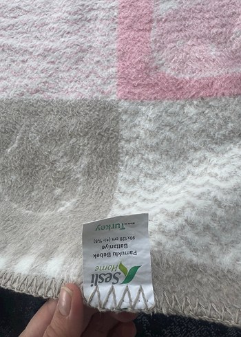 Pembe Pastel Örgü Çocuk Battaniyesi - Görsel 4