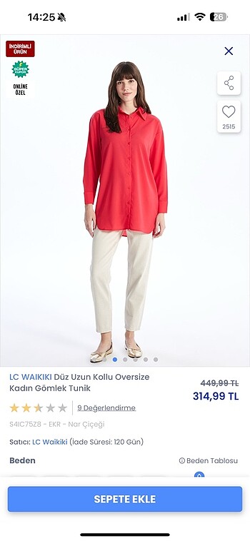 Lc waikiki nar çiçegi tunik