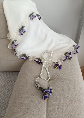 iğne oyası tesbihli mevlid örtüsü - Görsel 6