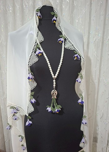 iğne oyası tesbihli mevlid örtüsü - Görsel 12