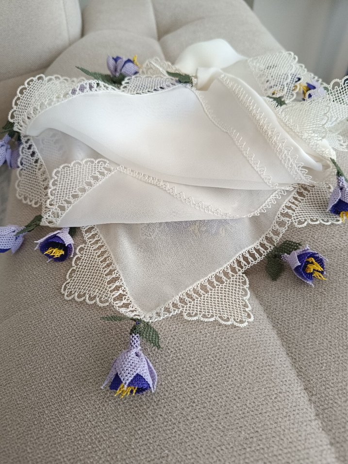 iğne oyası tesbihli mevlid örtüsü - Görsel 4