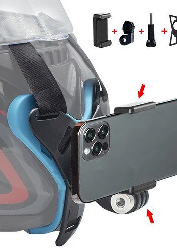 Motosiklet Kask Telefon Tutacağı Aparatı - Görsel 4