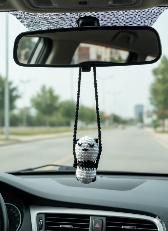 Araba Dikiz Ayna Süsü Örgü Amigurimi - Görsel 2