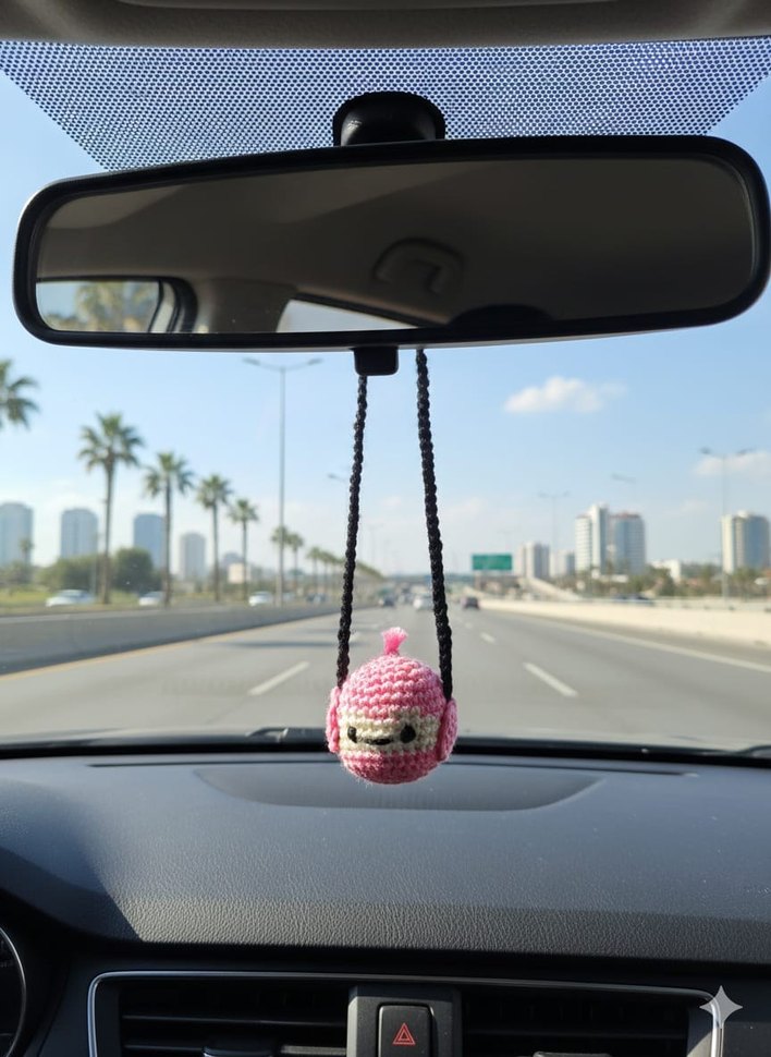 Araba Dikiz Ayna Süsü Örgü Amigurimi - Görsel 4