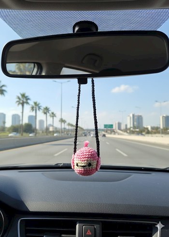 Araba Dikiz Ayna Süsü Örgü Amigurimi - Görsel 4