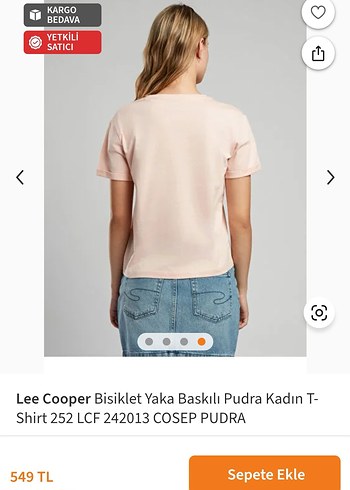 Lee Cooper Pudra Baskılı Kadın Tişört - Görsel 7