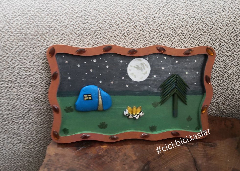 Kamp Temalı Ahşap Tablo - Görsel 3