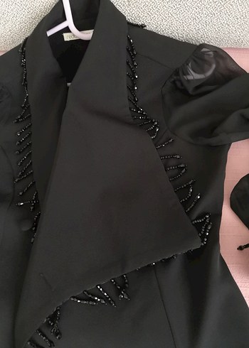 Siyah Kruvaze Kadın Abiye Bluz-Ceket - Görsel 12