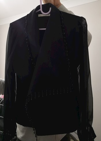 Siyah Kruvaze Kadın Abiye Bluz-Ceket - Görsel 10