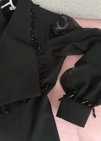 Siyah Kruvaze Kadın Abiye Bluz-Ceket - Görsel 13
