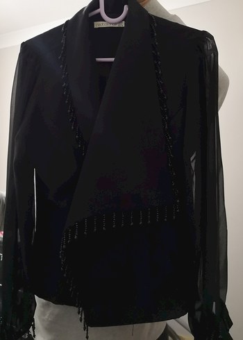 Siyah Kruvaze Kadın Abiye Bluz-Ceket - Görsel 9