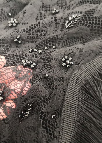 Fabrika Püsküllü Siyah Midi Elbise - Görsel 7