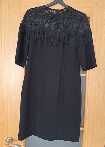 Fabrika Püsküllü Siyah Midi Elbise - Görsel 3