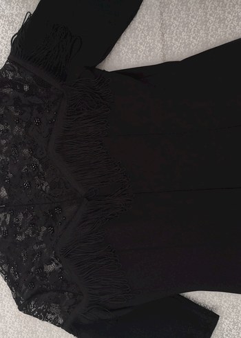 Fabrika Püsküllü Siyah Midi Elbise - Görsel 15