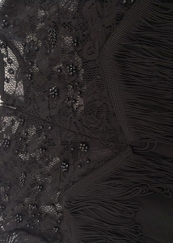 Fabrika Püsküllü Siyah Midi Elbise - Görsel 12