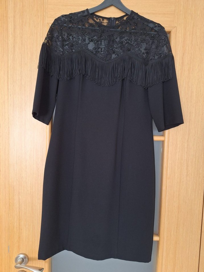 Fabrika Püsküllü Siyah Midi Elbise - Görsel 3