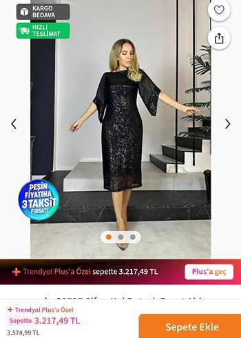 Siyah Payetli Uzun Kollu Elbise - Görsel 5