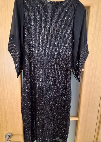 Siyah Payetli Uzun Kollu Elbise - Görsel 3