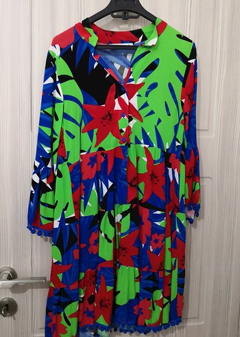 Renkli Desenli Uzun Kollu Uzun Elbise - Görsel 3