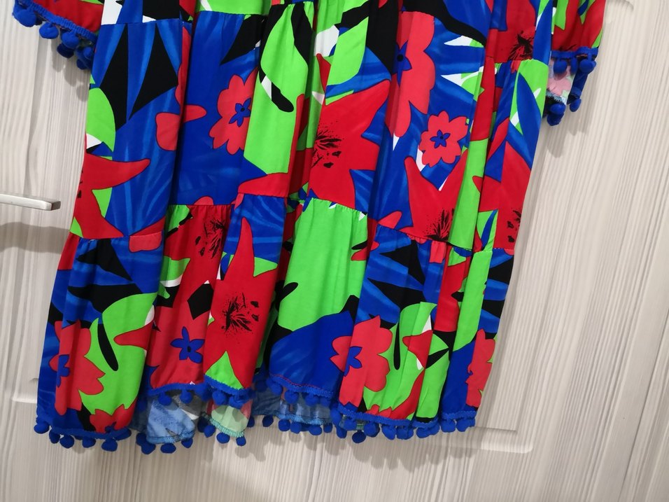 Renkli Desenli Uzun Kollu Uzun Elbise - Görsel 4