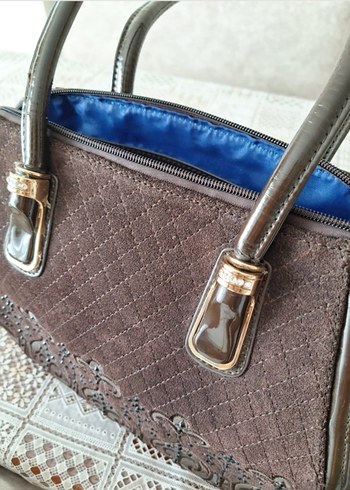 Matmazel Kahverengi İşlemeli Süet Kadın Çanta - Görsel 4