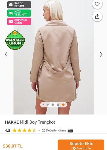 Bej Kemerli Kısa Trençkot Hakke - Görsel 6