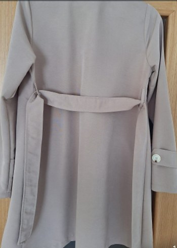 Bej Kemerli Kısa Trençkot Hakke - Görsel 8