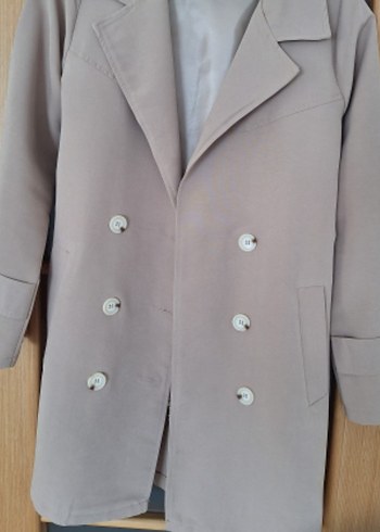 Bej Kemerli Kısa Trençkot Hakke - Görsel 7