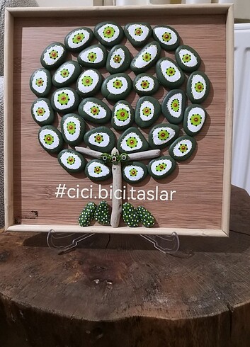 Taş Boyama Ahşap Nazar Ağacı Tablo - Görsel 3