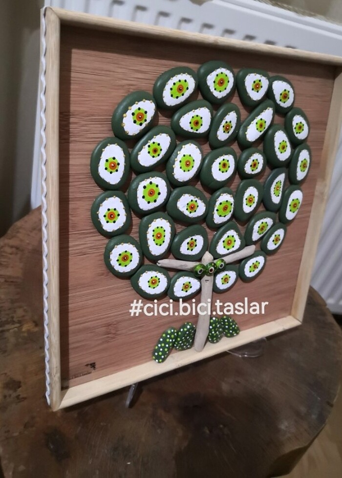 Taş Boyama Ahşap Nazar Ağacı Tablo - Görsel 5