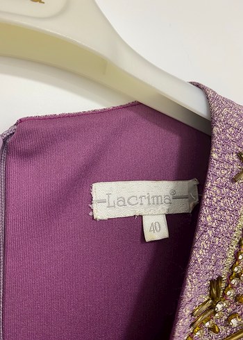 Mor İşlemeli Uzun Abiye Elbise - Görsel 3